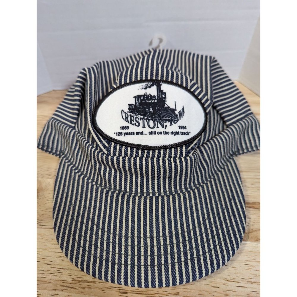 125 Years Creston Iowa Conductor stripped fabric‎ hat 1994 USA train snapback - Picture 4 of 7
